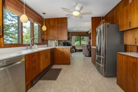 Vintage vibes, modern convenience! This mid-century kitchen blends original design with everything you need for a hassle-free stay.