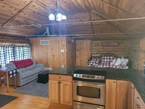 INTERIOR: Another photo of most of the cabin. (Note that the trundle bed will be getting replaced with a queen-size bed.)