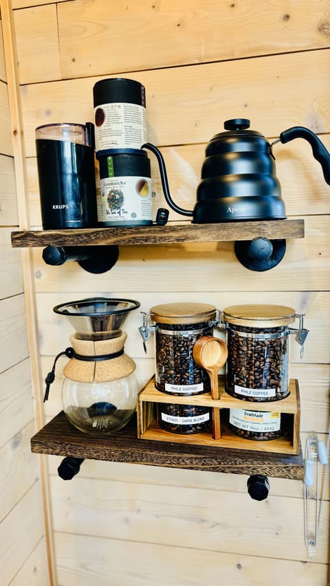 Great coffee station with pour-over or drip coffee or enjoy a cup of loose tea