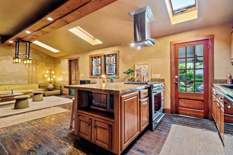 Kitchen Overlooking Living Room with Exterior Access