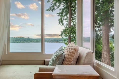 View of Bainbridge Island and Puget Sound in this corner chaise. Whale watch!