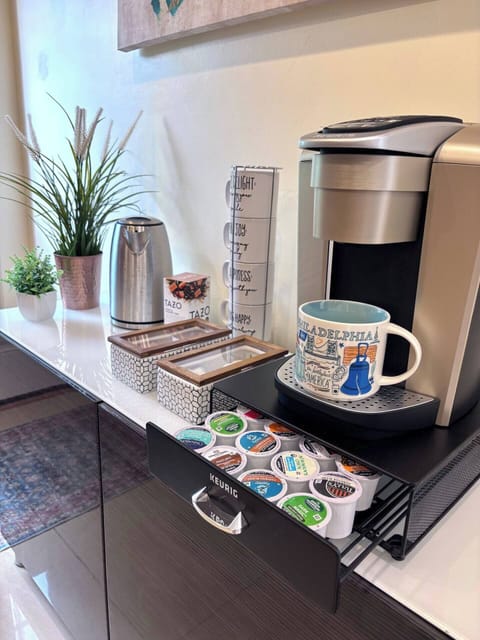 Full coffee and tea bar is fully stocked for you to enjoy during your stay. 