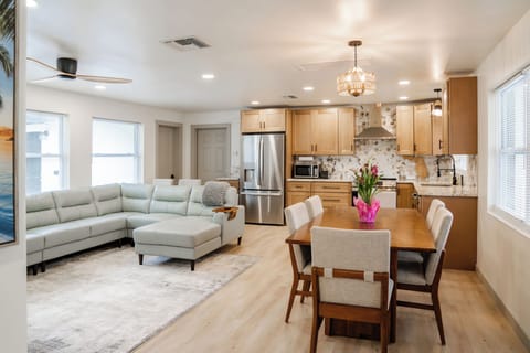 living room, kitchen & dining room