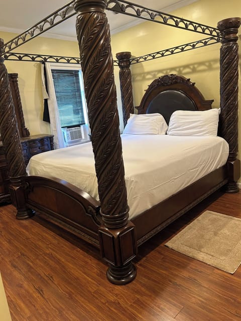 King size bed with 15 inch pillow top mattress for a great nights rest