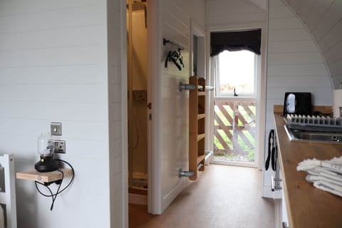 Bathroom door and ladder for bunks