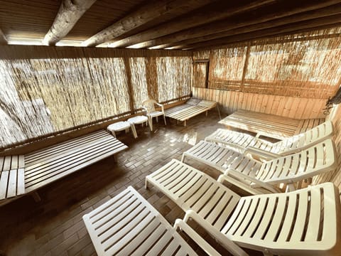 Relaxation area outdoor after the sauna