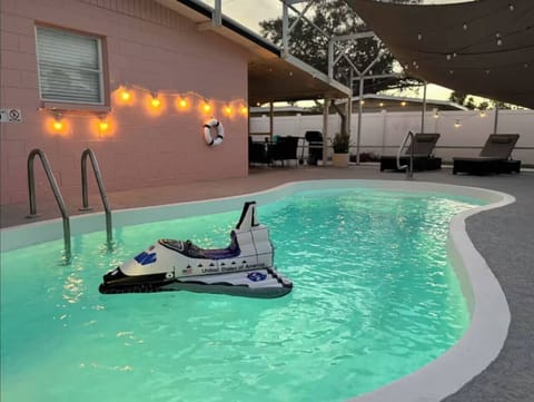 Heated Pool with Solar Lights