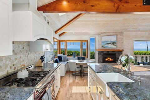 Kitchen & Dining with Fireplace Feature