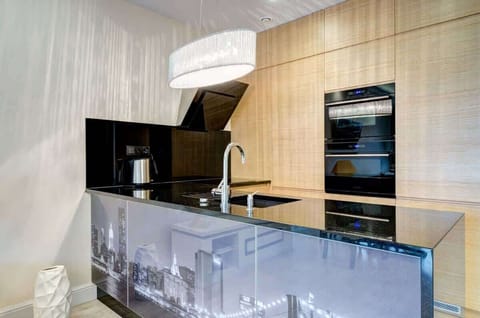 Sleek kitchen featuring integrated appliances and contemporary cabinetry.