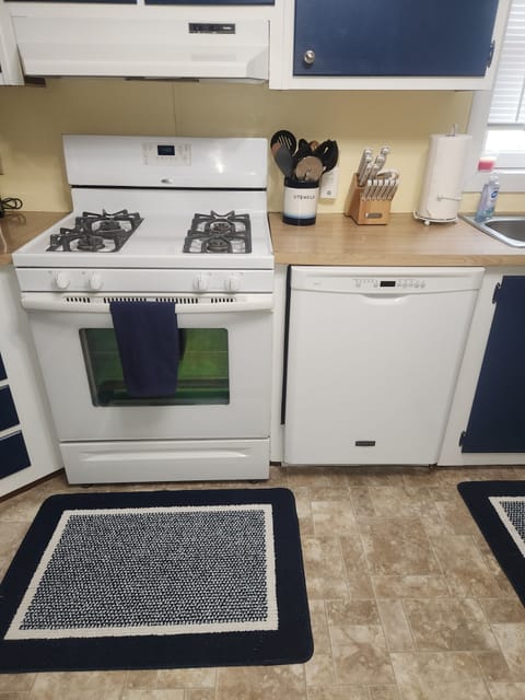 Dishwasher installed so you don't have to do dishes on vacay. Pods under sink