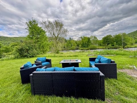 Outdoor furniture with gas fire-pit table