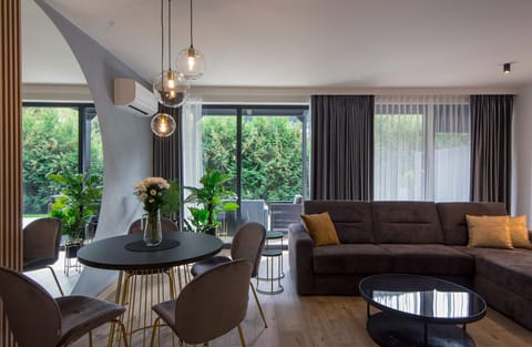 Living room with dining area.