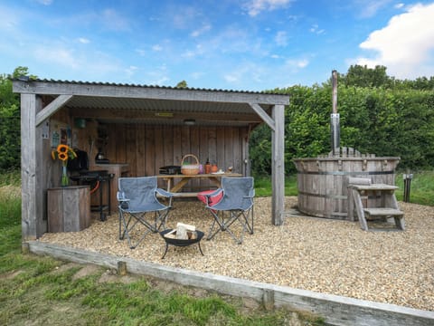 Patio | The Sheep Pod - Glampio Cae Pella, Welshpool