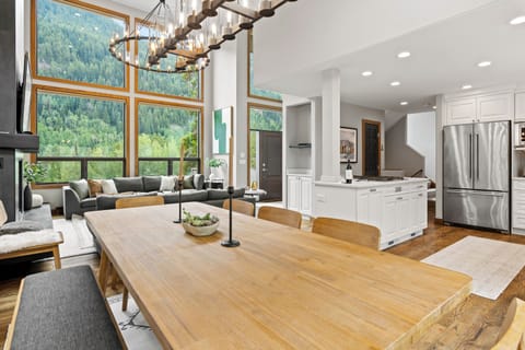 Dining room offers mountain views as well