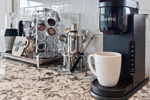 Never miss your morning brew! Keurig coffee maker available in the kitchen