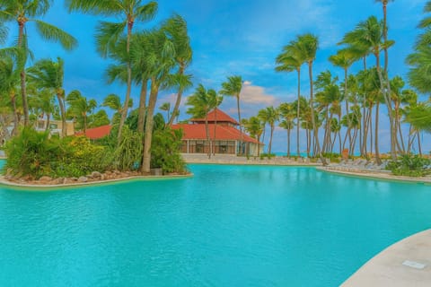 Dive into a palm-framed lagoon pool with ocean breezes.