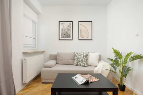 Living room with a comfortable sofa and TV. 