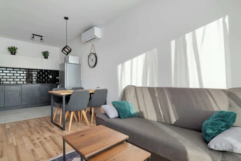 Relax in the stylish living room with a comfortable sofa and modern decor.