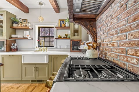 Kitchen stove and sink area