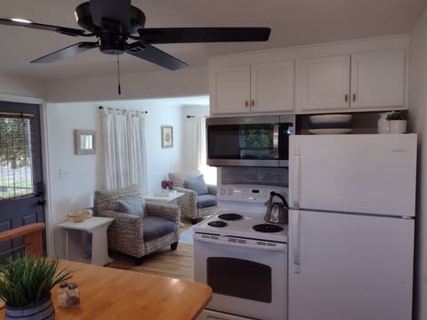 Bright upstairs kitchen.
