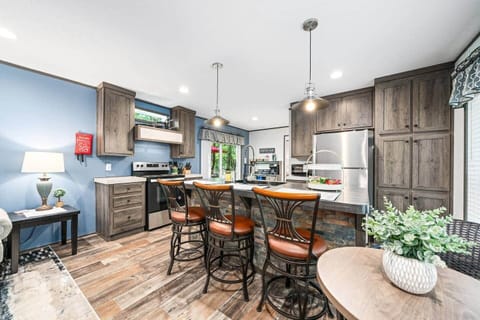 View from living room toward kitchen