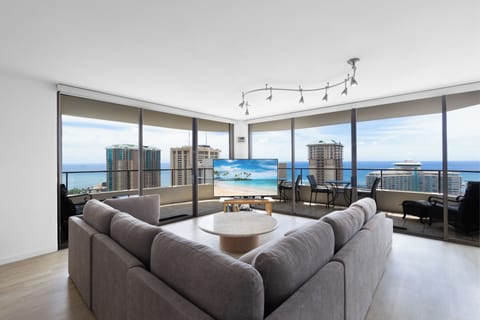 Floor to ceiling windows to take in Waikiki Beach in your cozy living space
