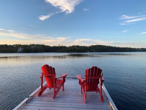 The pond is ready for swimming, boating or just relaxing. 