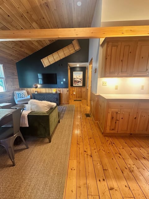 Open kitchen, dining and living space