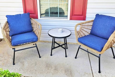 The front porch is perfect for 2 to enjoy at sunset or sunrise.