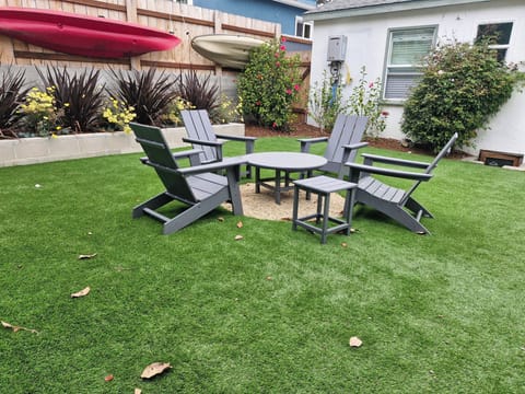 backyard with beautiful landscaping (front house visible)