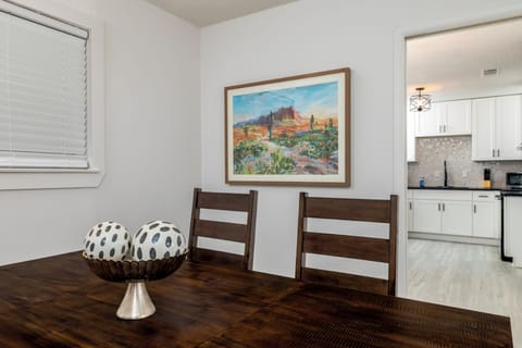 Dining area with plenty of seating for the whole family.