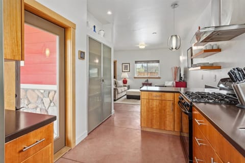 Kitchen, leading to patio.
