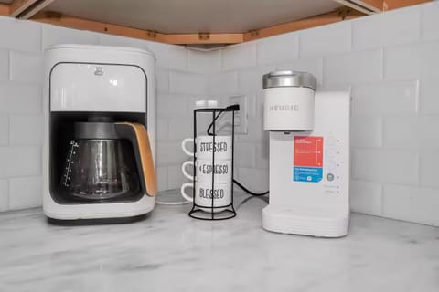 Grab your coffee to enjoy on the second-floor balcony or covered patio