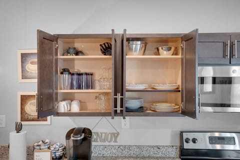 fully stocked kitchen with island
