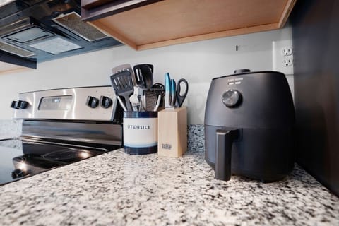 fully stocked kitchen with island