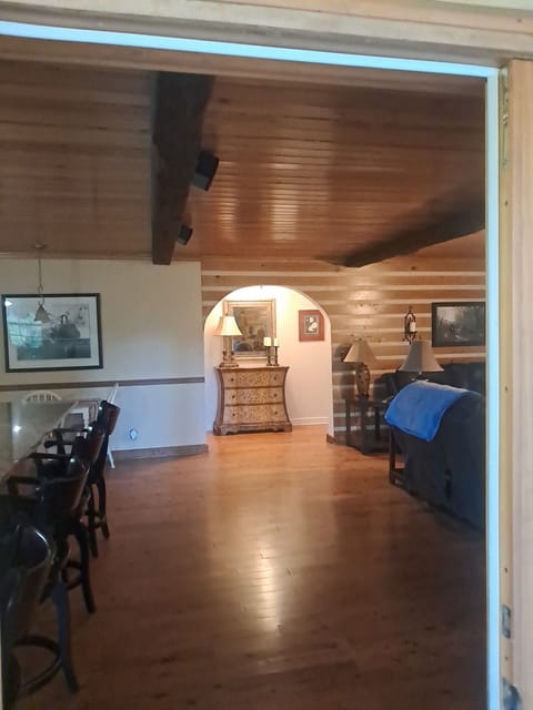 Hallway leading to bathrooms & bathrooms