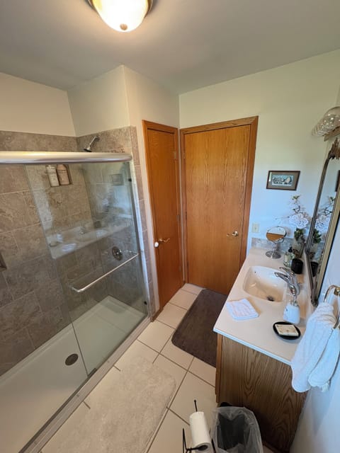 Walk in shower in bathroom 1