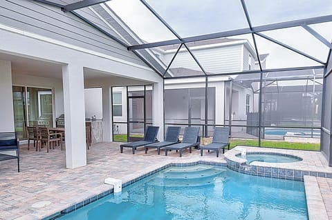 Private screened pool and spa