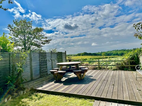 4 Longford Cottages, Havenstreet: Family garden with table and chairs