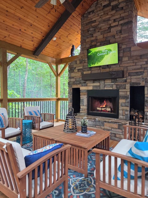 Outdoor wood burning fireplace 
