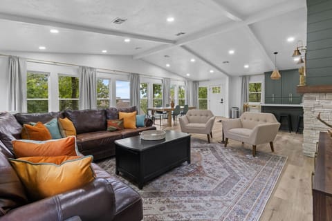 Spacious Open Concept Living Room with Smart TV