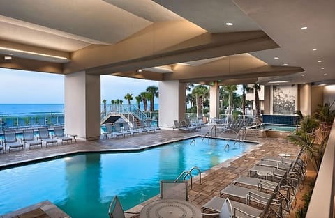 Relax after sunset with a peaceful indoor swim.
