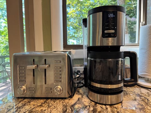 Kitchen has coffee, hot water pot, Keurig coffee machine (not pictured)