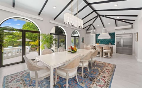 Dining table and kitchen