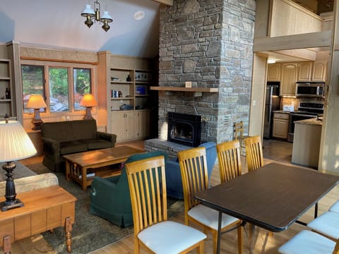 Living and dining room. Custom made, eight-person, maple slab table coming soon.