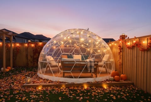 Fall evenings just got cozier ✨ Our backyard dome is the perfect spot to relax