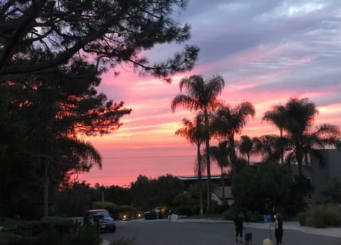 Sunset view from street in front of house