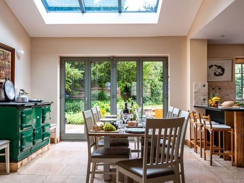 Furniture, Interior Design, Wood, Flooring, Table, Chair, Ceiling, Kitchen & Dining Room Table, Home, Lighting