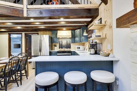 Well stocked kitchen designed for easy vacation meal prep