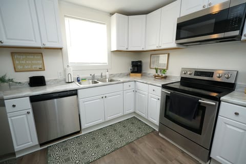 Kitchen is fully equipped. Coffee, sugar, creamers, and teas are also provided.